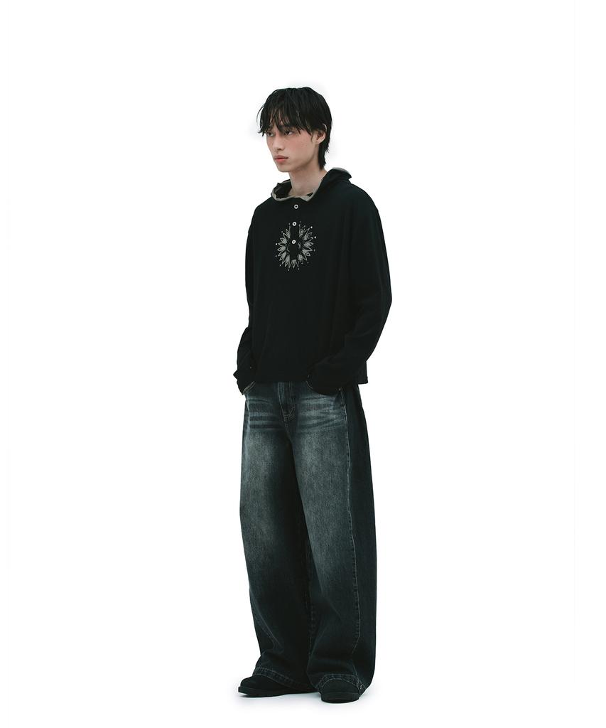 Depeugameoncheu Cat Blush Wide Pants [Black Denim]