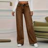 Women's High Waist Washed Women's Jeans Fashionable Versatile Straight Leg Pants