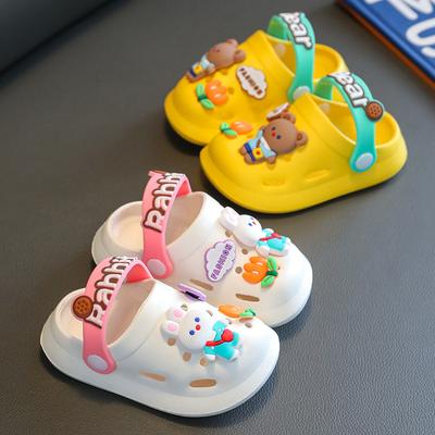 Summer Head Hole Shoes, Cartoon Rabbit Girls Home Soft Bottom Baby Non-slip Boy Child Slippers
