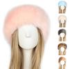 Women Winter Hairband Fluffy Thick Elastic Wide Washable Keep Warm Solid Color Empty Top Winter Ski Hat Hats Accessories