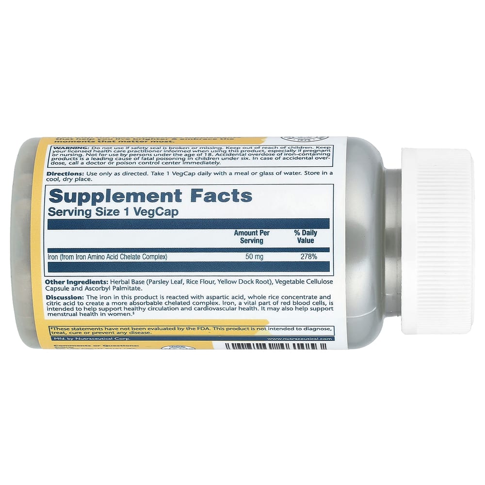 Solaray Iron 50mg Veggie Capsules, 60 Count