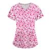 V-Neck Short Sleeve Nursing Scrub Top Women Fashionable Casual Workwear With 3D Print Design Slim Fit 2025 Collection