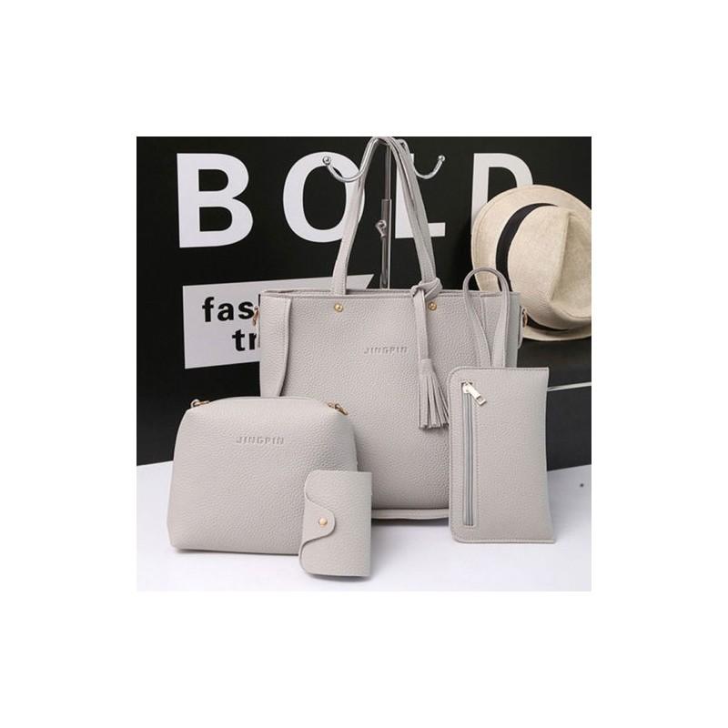 Elegant Women Leather Handbag Set With Shoulder Bags Tote Purse And Messenger Satchel