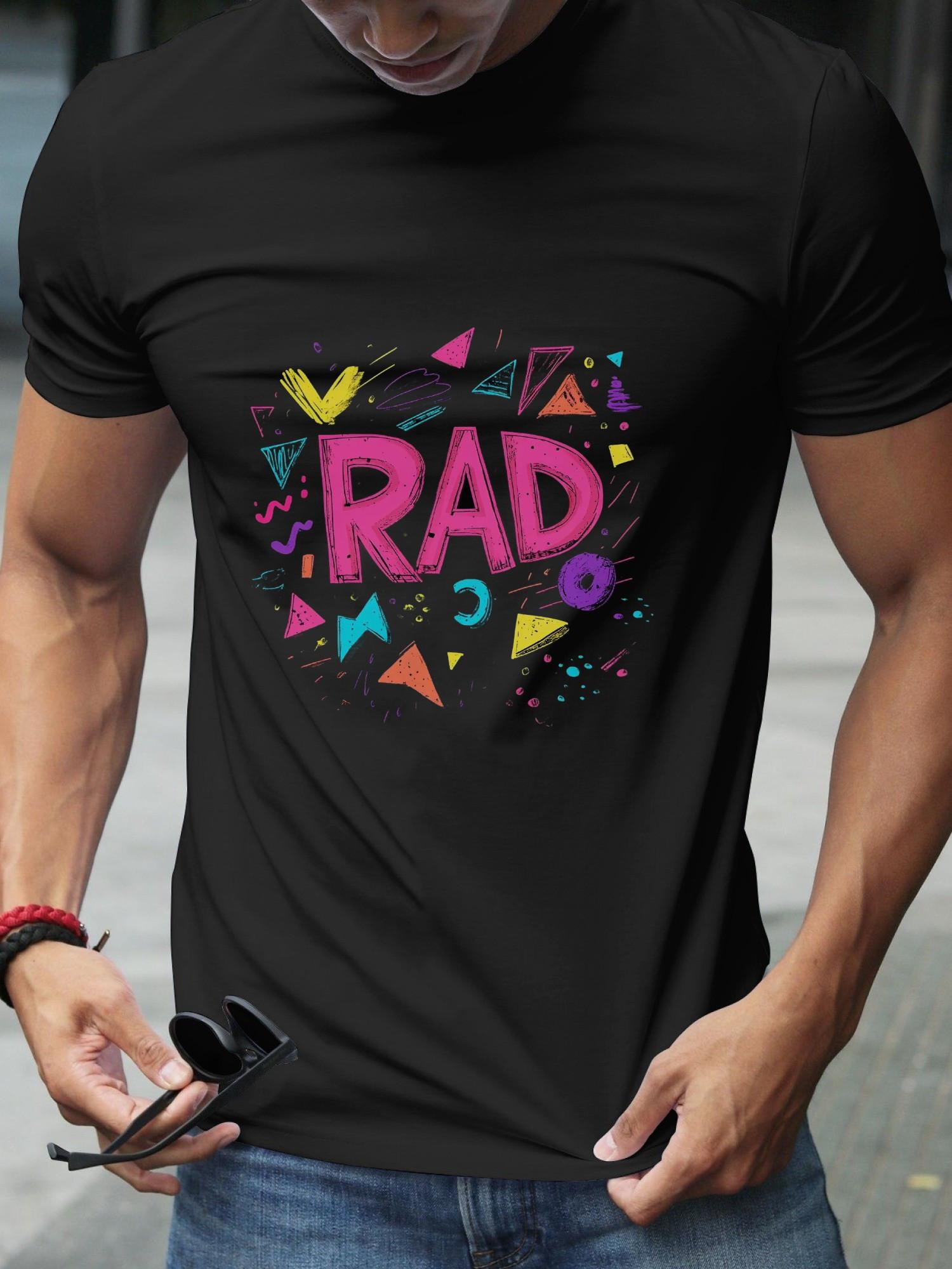 Graffiti-Style RAD Graphic T-shirt - Vibrant Geometric Print XL