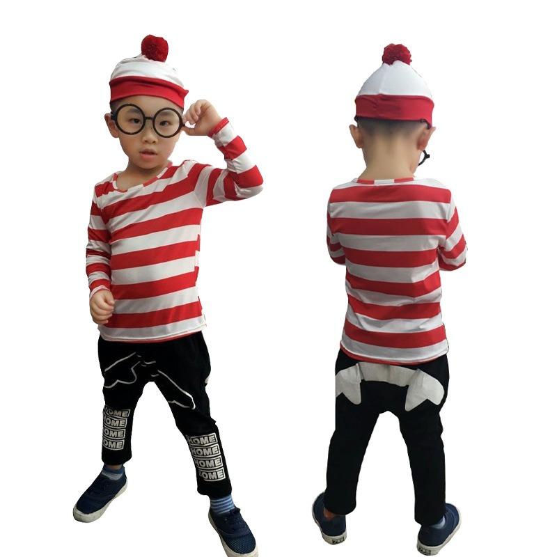 Halloween Smart Wally Where'sWally Anime Character Parent-Child Dress Up Costume