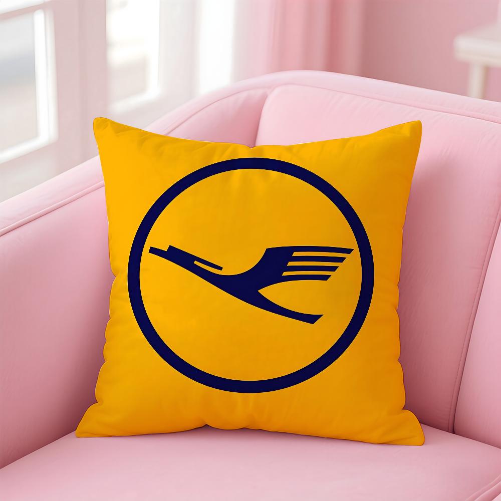 Deutsche Lufthansa German Airlines Pillow Case Anti-dustmite Pillowcase Invisible zipper silky short plush Sofa cushion cover