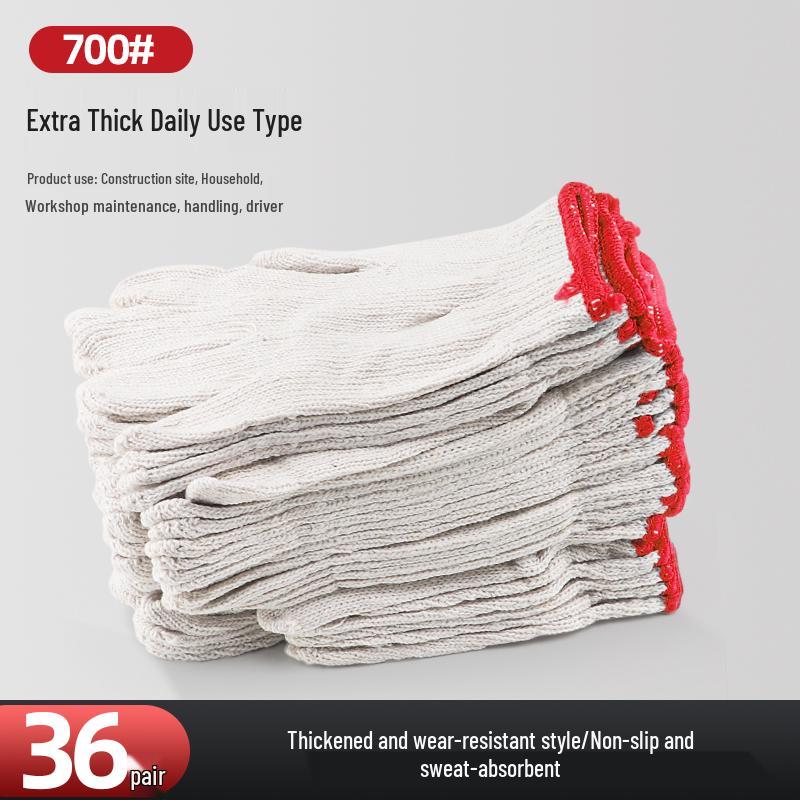 Pracovní bavlněné bezpečnostní rukavice odolné proti opotřebení pro stavební dělníky