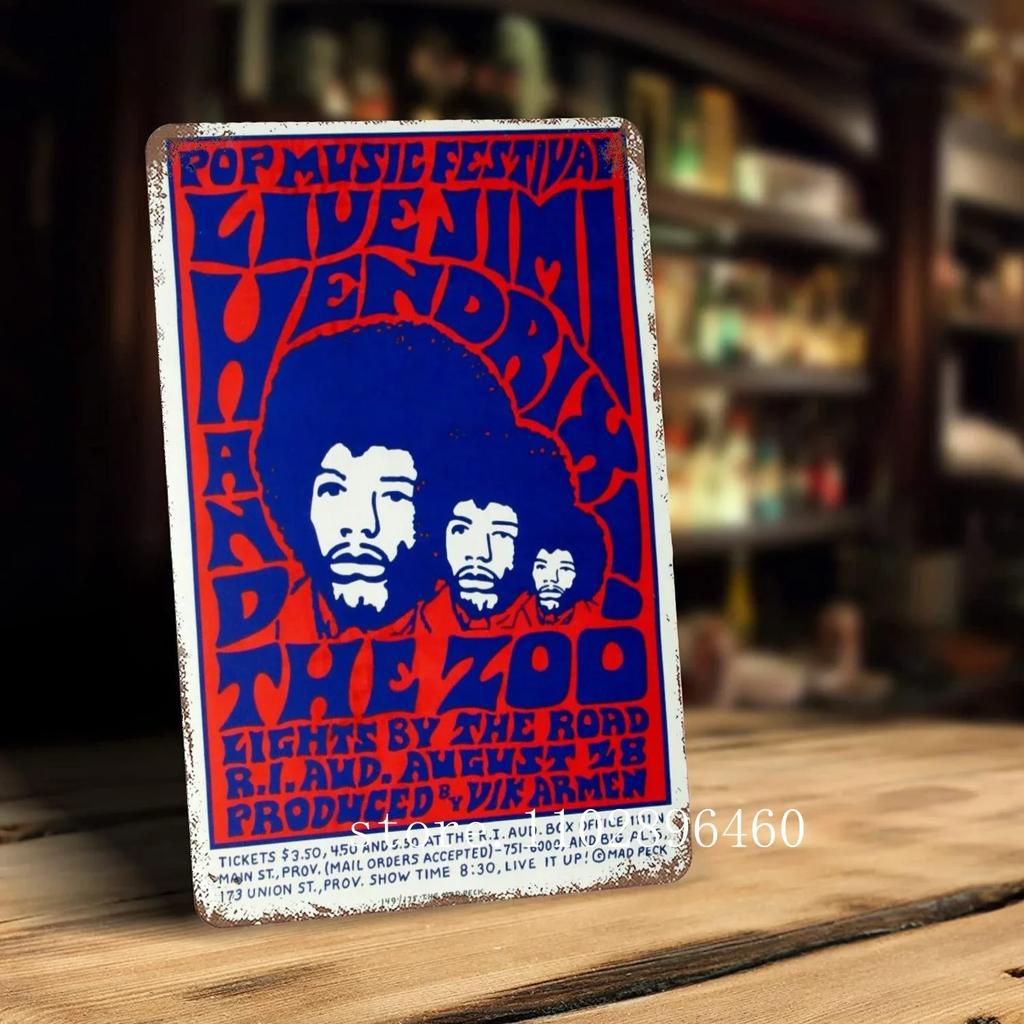 Jimi Hendrix Metal Plaques & Signs Wall Decor Vintage Tin Signs Captain Metal Poster Decor for Bar Pub Club Wall Decoration