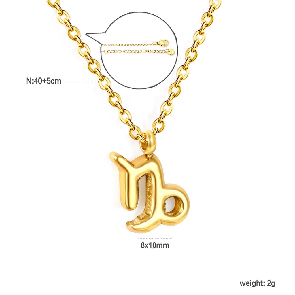 Fashion Creative Zodiac Pendant Necklace Gold Bubble Charm Versatile Collarbone Chain Jewelry