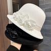 Wool Beret Hat For Women With Floral Embellishments And Wide Brim Winter Fashion