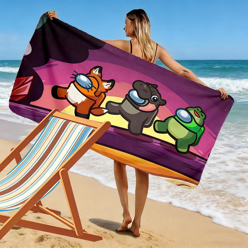 Among Us Print Beach Towel, Large Soft Quick Dry Towel for Beach Camping Swimming