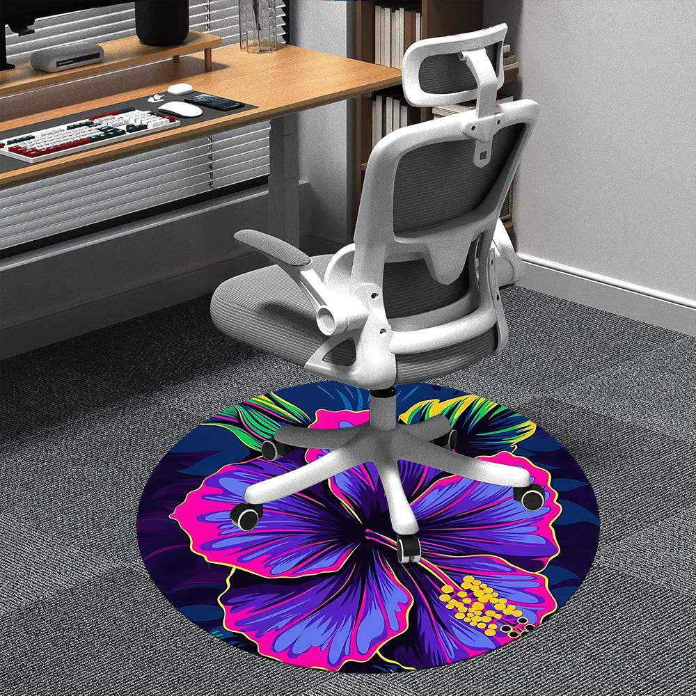 1pc Floral Vibrant Office Round Area Rug,  Mat Suitable ForOffice, Under Office Chairs Bedroom Living Room Home Decor, Room Deco