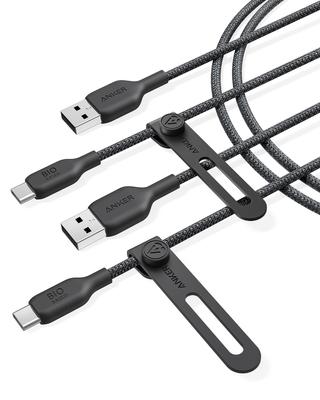 Of Anker Cable Durability Compatible with iPhone15 Galaxy Android Black [Set 2] USB-C & USB-A (High Nylon) / 1.8m