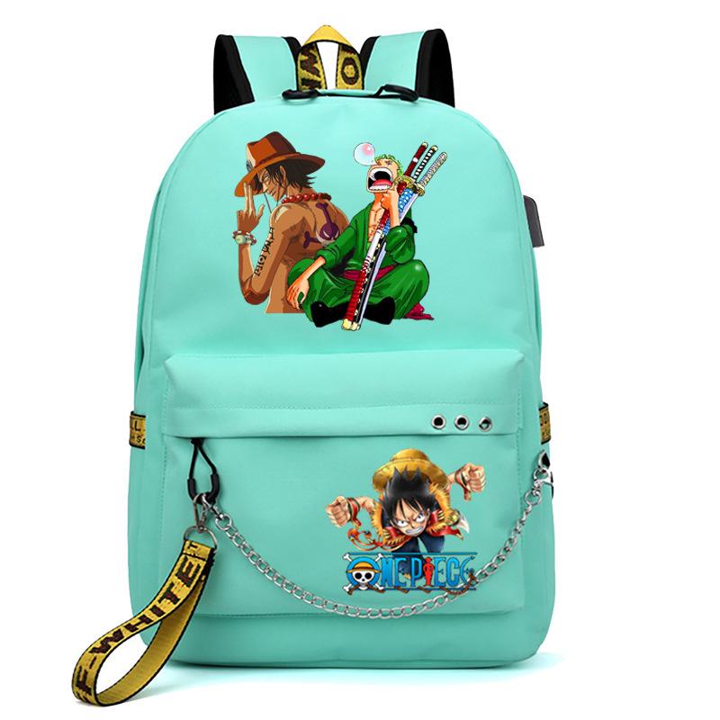 One Piece Print USB School Bag for Primary and Secondary School Students Men and Women Webbing Backpack