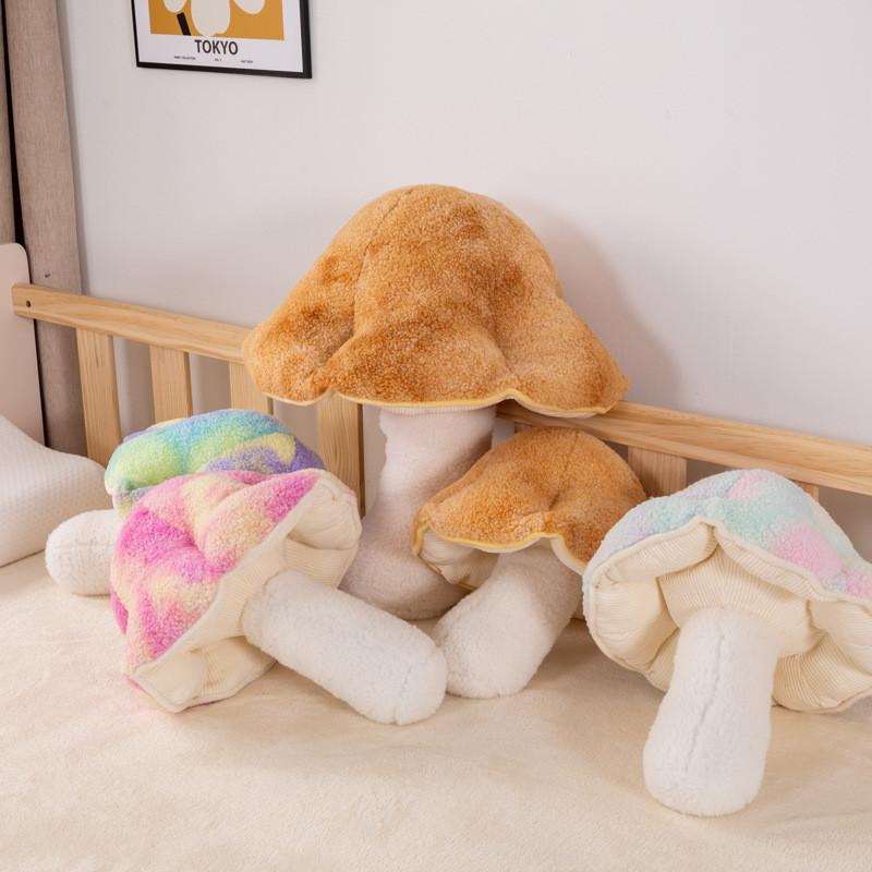 Adorable Colorful Mushroom Plush Pillow For Kids Room Cozy Home Decor