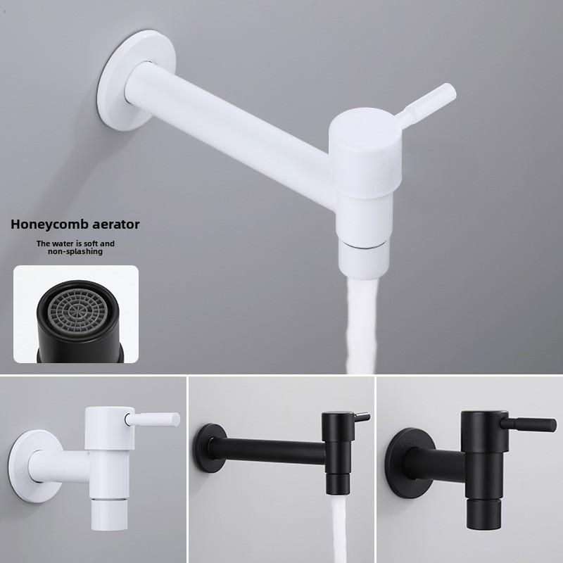 Gebürsteter Outdoor304 Edelstahl Wasserhahn Wandmontiert Auslaufhahn Garten Waschbecken Mopp Verlängert Schwarz und Weiß