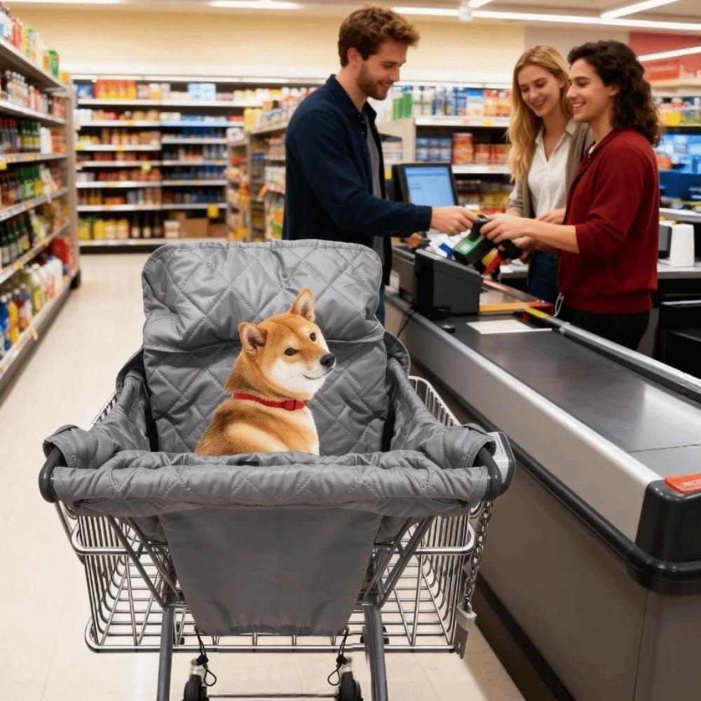 Portable Shopping Cart Dog Seat Cover Folding Breathable Pet Stroller Cushion Cover Large Space Waterproof
