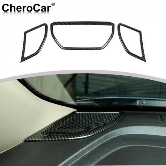 Black Carbon Fiber Console Speaker Trim Cover Frame For Dodge Ram 1500 2018-