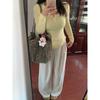 Half-open Neck Button-neck Knitted Long-sleeved Bottoming Shirt Women's Spring Tight-fitting Pure Wind Inner Top Sweater