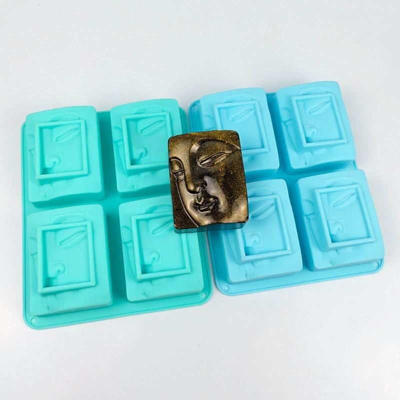 4 Holes Buddhas Portrait Silicone Mould Human Face Candle Molds Soap Molds Resin Casting Molds DIY Cake Making Supplies