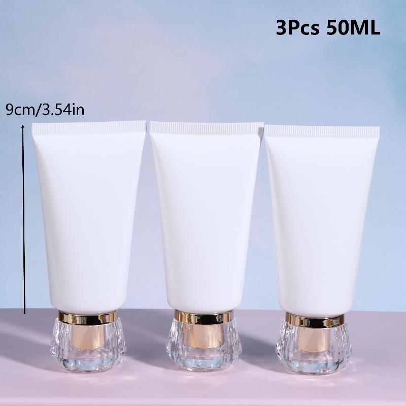 3Pcs 50/100Ml White Empty Cosmetic Squeeze Tubes Travel Dispensing Tubes Refillable Containers For Lotion Cream Facial Cleaner