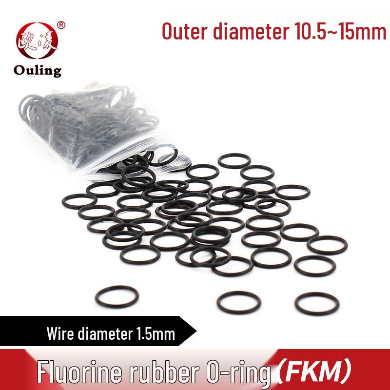 Black FKM O-ring, OD Options: 10.5 to 15 mm, Width: 1.5 mm OD 11.5mm (10 pcs) Black FKM O-ring