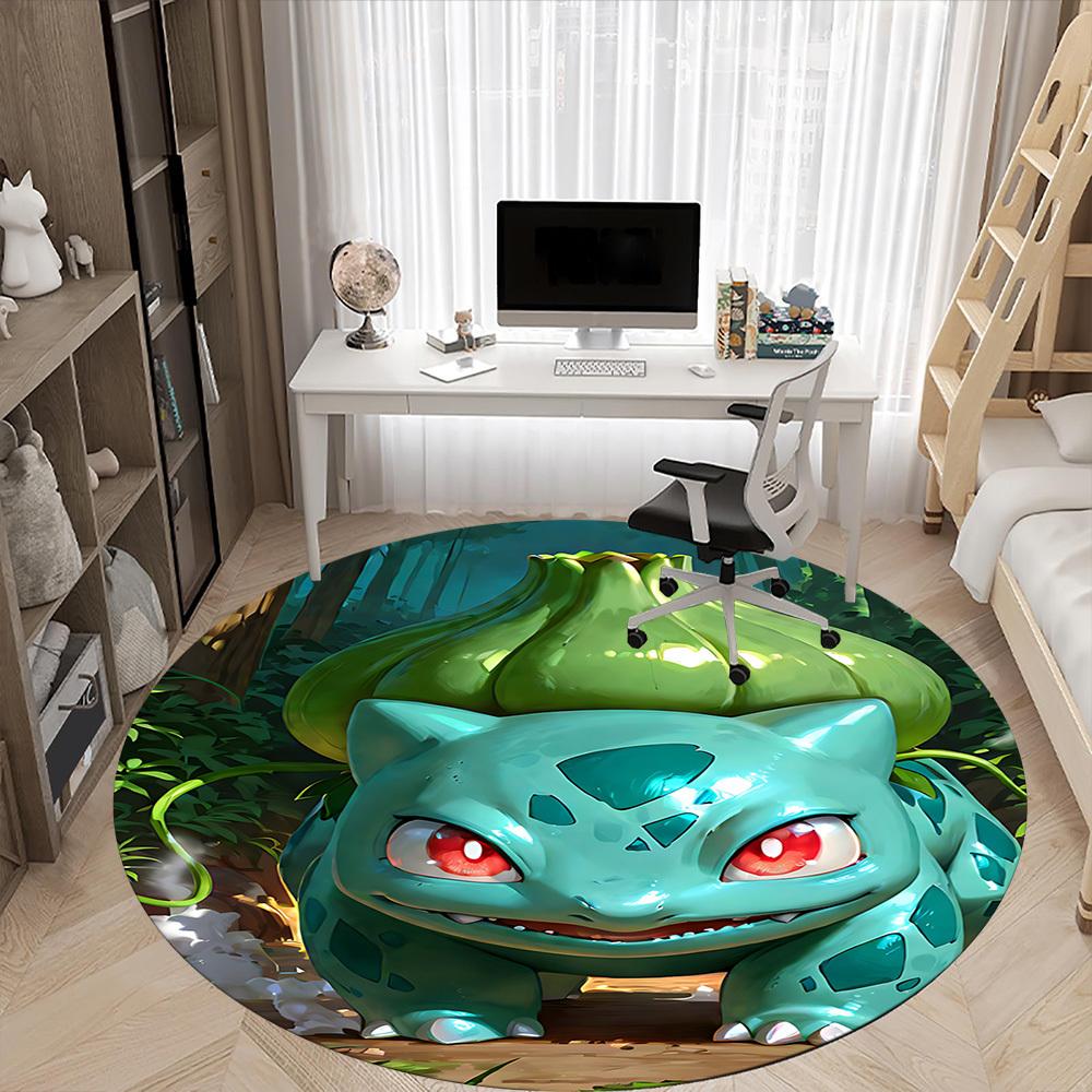 1pc Bulbasaur, Pokémon Chair Carpet for Office, Indoor Non-Slip Polyester Fiber Carpet,  Machine Washable, Durable Construction yy251205163