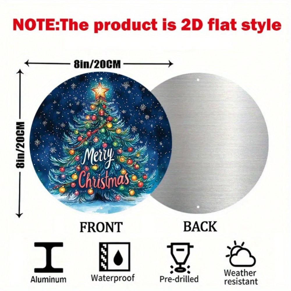 Christmas Tin Sign Vintage Metal Wall Art Decor 8x8 Inch Round Bar Home Decoration