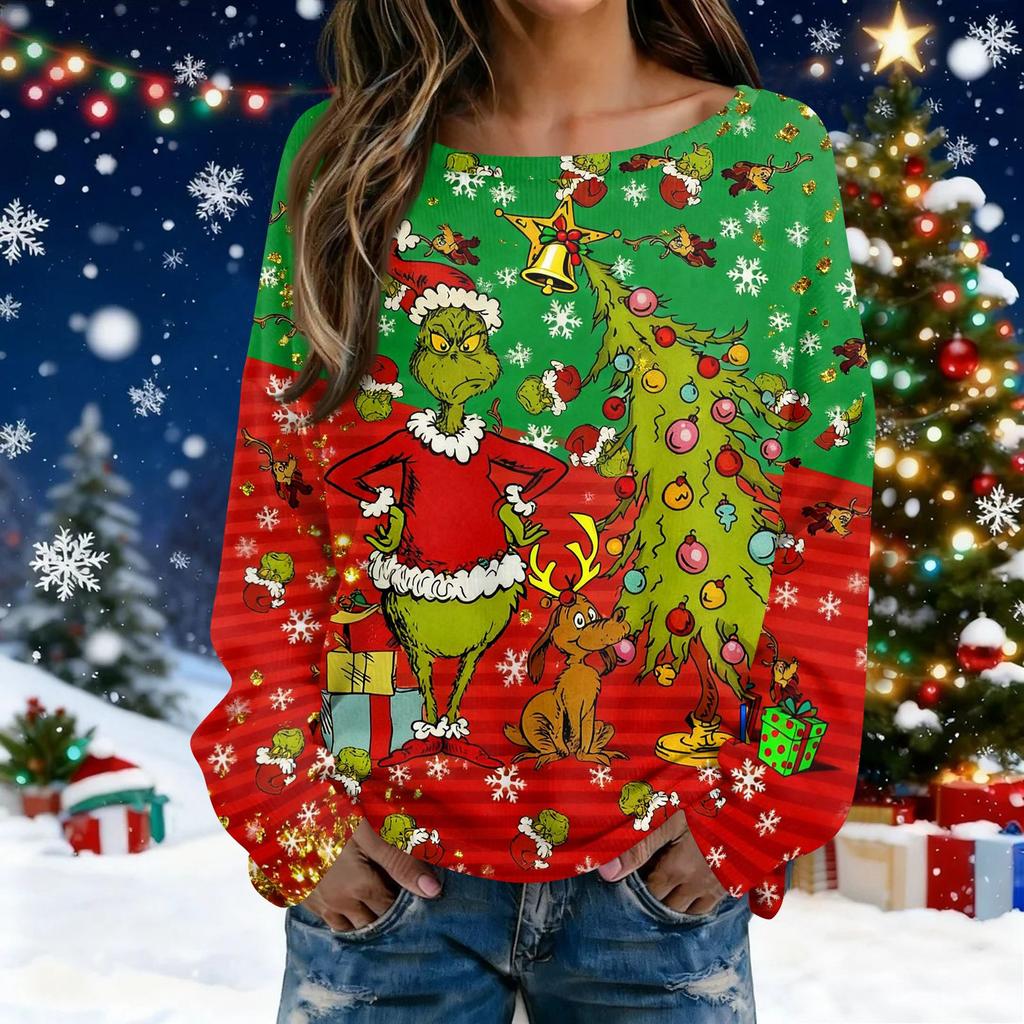 Christmas Sweatshirts For Women Knit Sweater Cute Shirt Fall Crewneck Pullover Tops