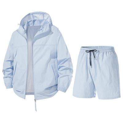 Traje deportivo casual de verano para hombre: Conjunto de seda helada transpirable con protección solar.