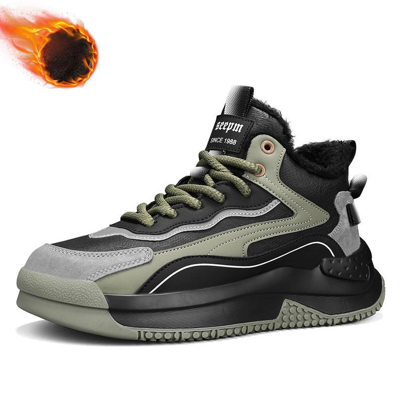 

Мужские зимние теплые ботинки до щиколотки, водонепроницаемые, со шнуровкой, с подкладкой из искусственного меха, зимние ботинки для мужчин, обувь без застежек для прогулок на открытом воздухе, походов, работы, высокие кроссовки 44