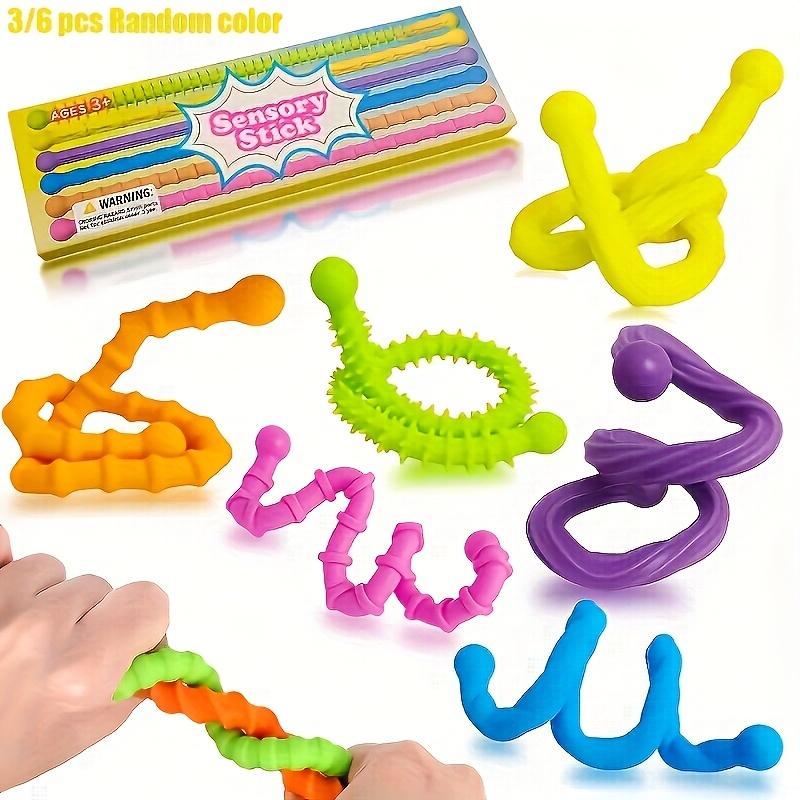6 Sensory Sticks Reversible Textured Toys,Silicone Fine Motor Skills and Educational Thinking Toys,Perfect Christmas Party Gift