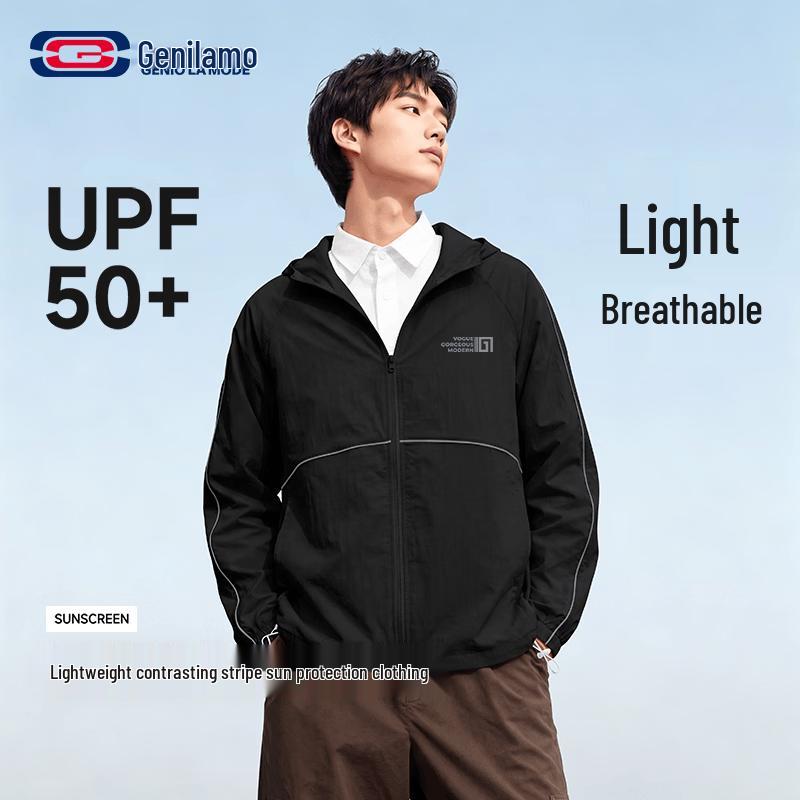 GENIOLAMODE Men s Summer UV Protection Hooded Jacket XL