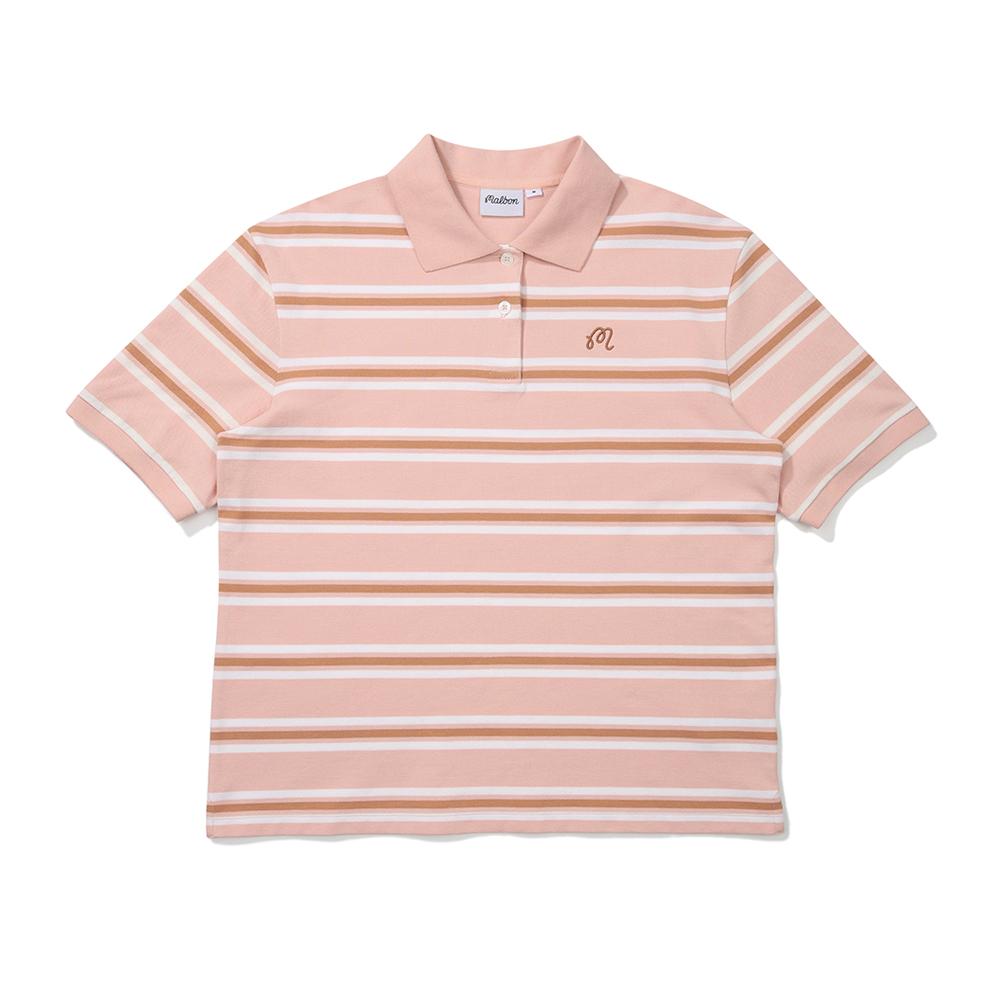 MALBON GOLF Striped Collared Top Pink (Woman)