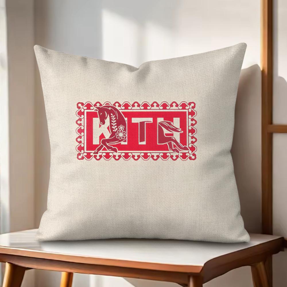 Classic Logo KKITH Cushion Cover Natural Linen Organic Fabric DoubleSided Printing Couch Pillow Covers Home Decor