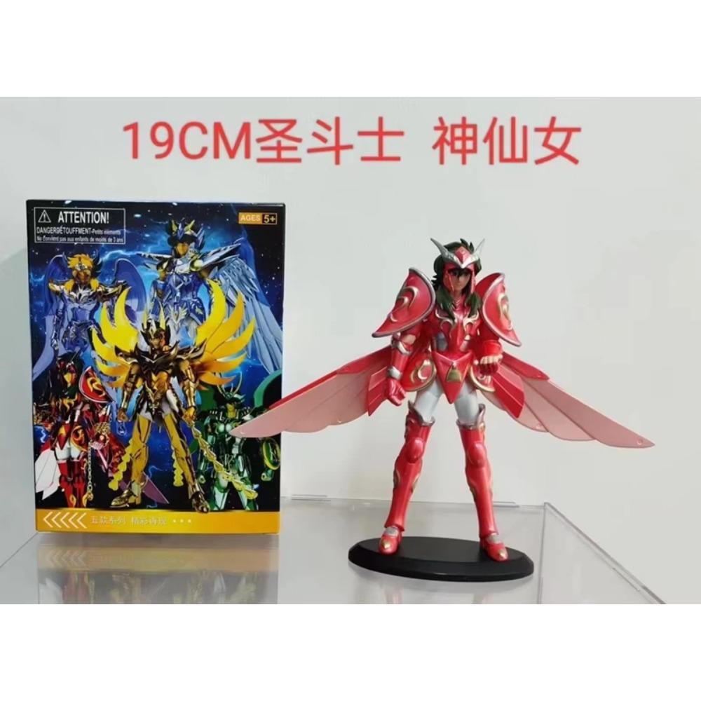 19CM Anime Figure Phoenix Ikki Hyoga Seiya Shiryu Standing Armor Model Children's Toys PVC Box Desktop Collection Decoration