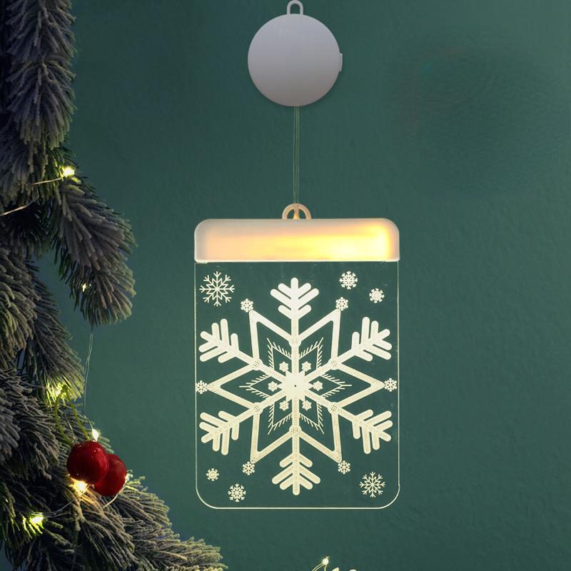 LED Light Christmas Decoration Supplies 3D Bell Snowflake Hanging Lamp Romantic Room Decoration Acrylic Curtain Lamp House Decor