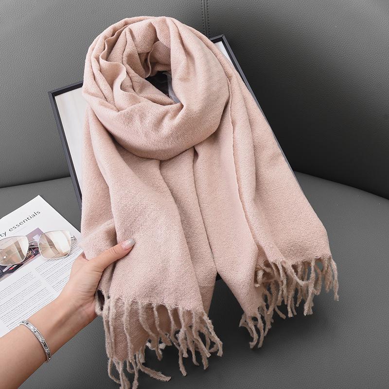 Elegant High-End Twill Scarf: Faux Cashmere Tassel Shawl for Women - Autumn/Winter Fashion Trend