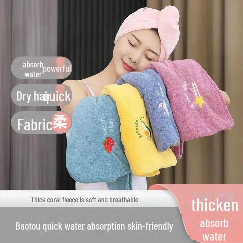 Schnelltrocknendes, supersaugfähiges Haarhandtuch und Kappe aus Coral Fleece für Damen