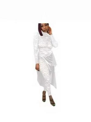 European & American Fashion Lace Jumpsuit and Silk Skirt Set