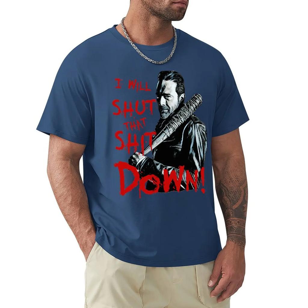 Leisure Negan The Walking Dead T-Shirts Men Round Neck 100% Cotton T Shirts Zombie Horror Short Sleeve Tee Shirt Gift Clothes