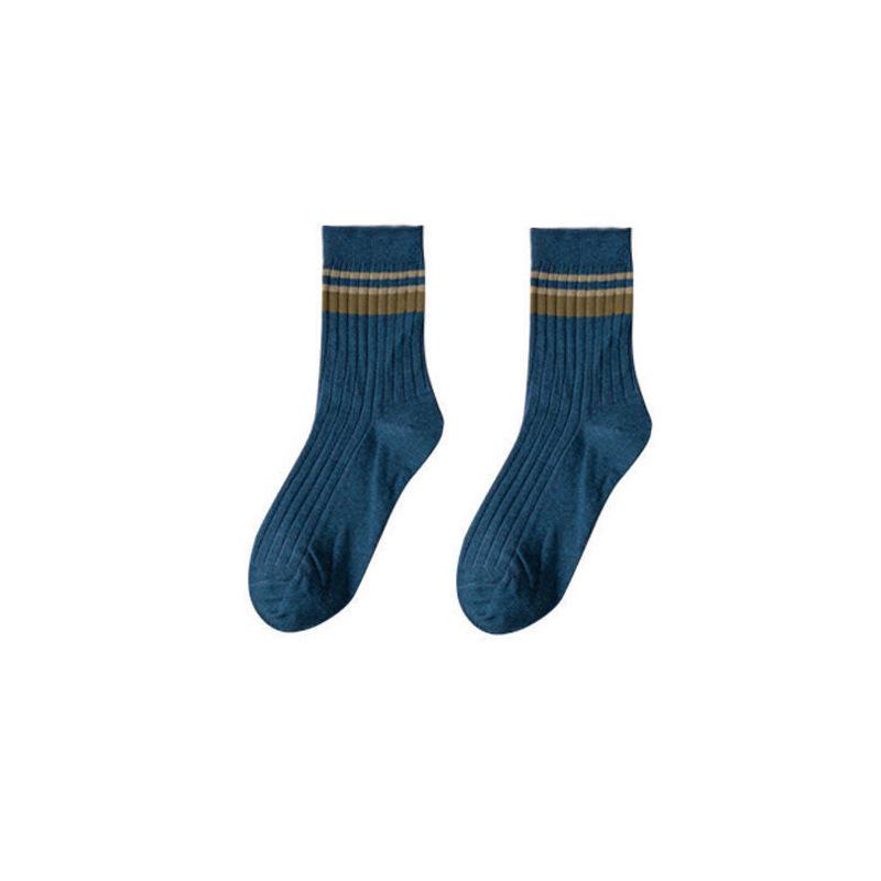 

Socks Men s Mid-Calf Solid Color Spring/Autumn Knee-High Winter Deodorant Sweat-Absorbent Striped Socks One Size Bare Socks