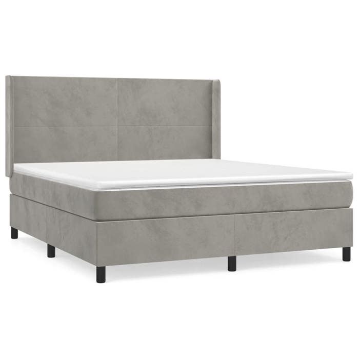 Maison Exclusive - Sommier à lattes de lit et matelas Gris clair 160x200cm Velours