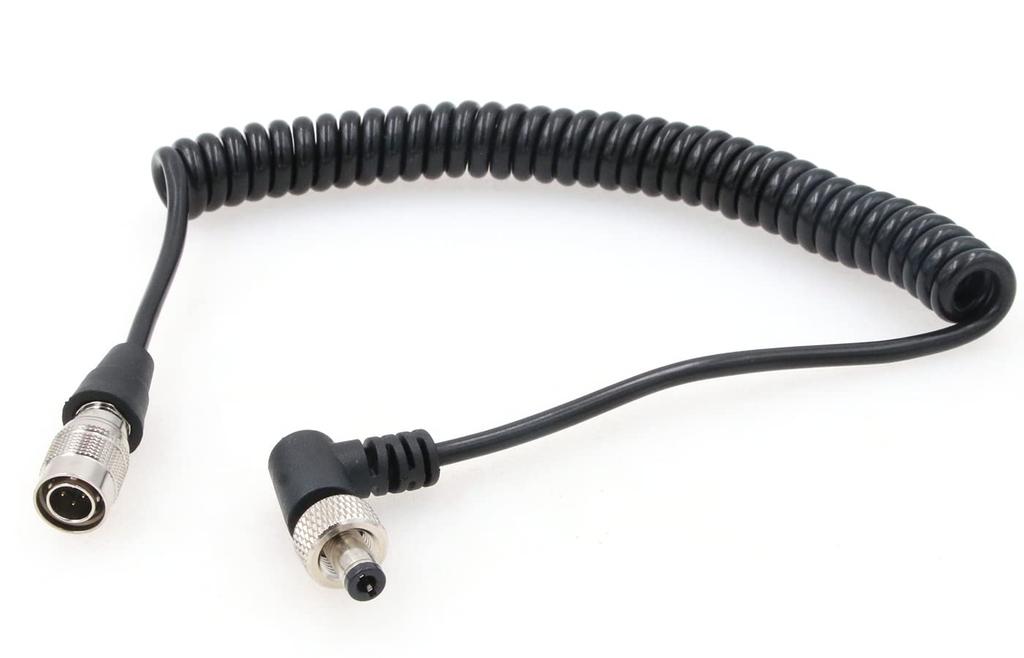 ZBLZGP Stromkabel Hirose 4-Pin Stecker auf Winkel-Lock für Shogun Flame Ninja SR Empfänger 2.5DC Inferno/Lectrosonics (Spiralkabel)