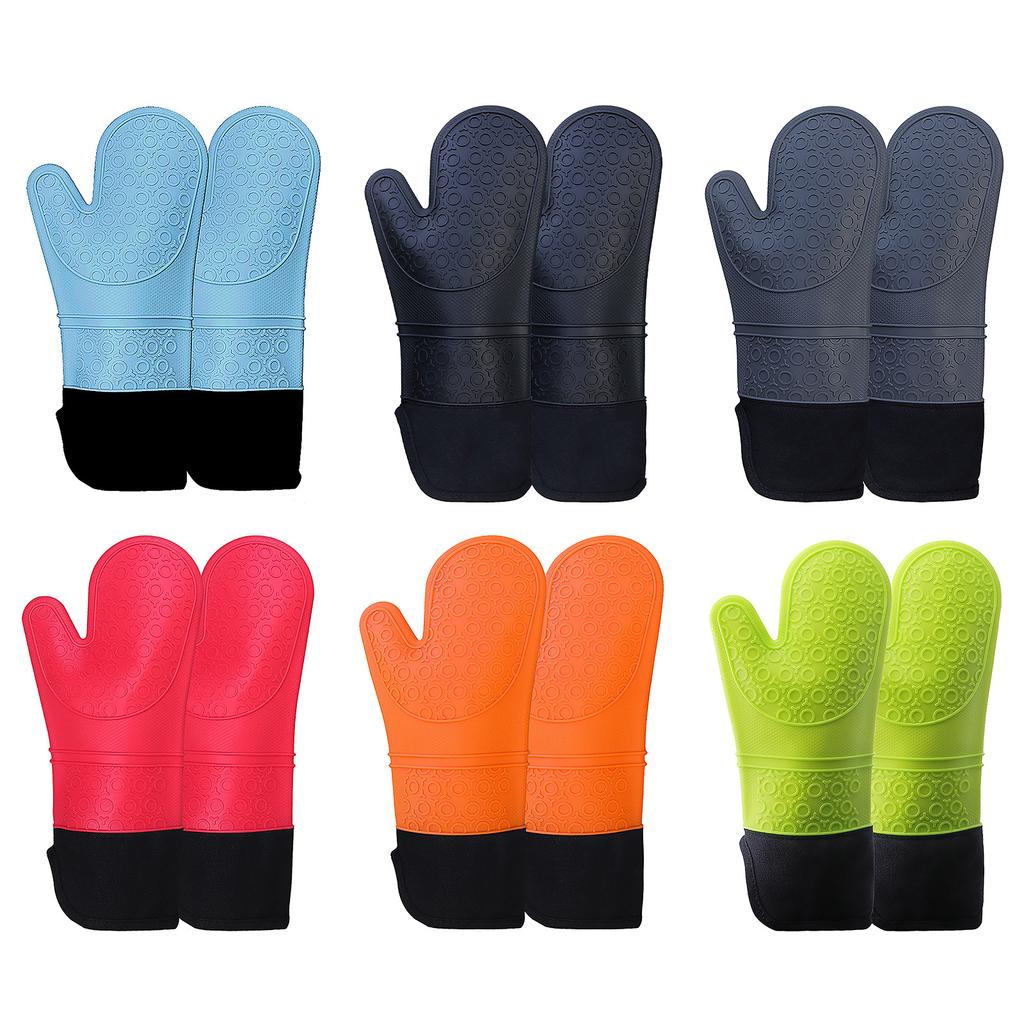 Thick Silicone Oven Mitts Heat Resistant Microwave Gloves Non Slip Kitchen BBQ Glove