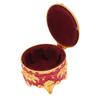 Vintage Metal Jewelry Box Round Exquisite Hand Carved Gold Flower Pattern Trinket Organizer for