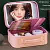 Portable Makeup Bag with Lights: Large Capacity Cosmetic Organizer, Rechargeable, with Mirror for Travel