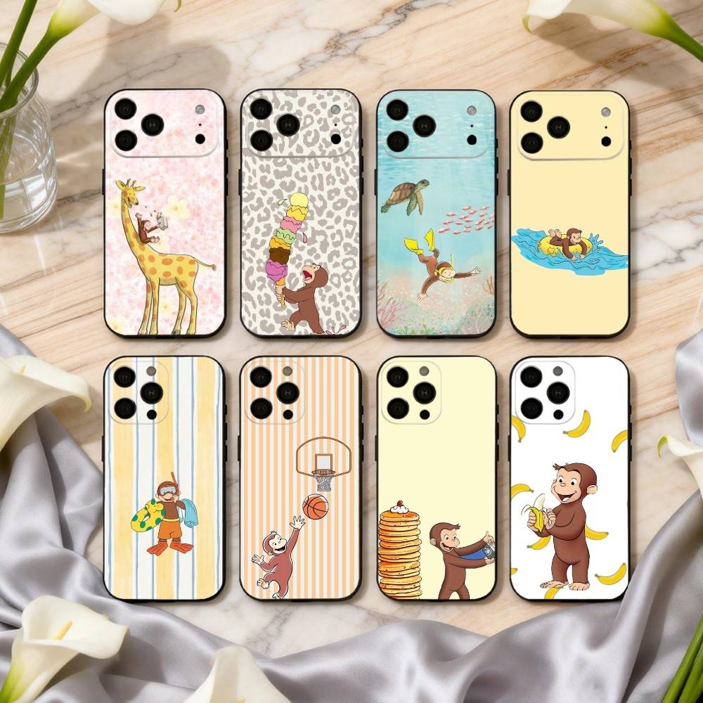 M-Mokey C-Curious-S G-Georges Phone Case For iPhone 17,16,15,14,13,12,11 Plus,Pro Max,XS,Soft Silicone Black Cover