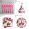 Wreath Unicorn Kids Birthday Party Supplies Colorful Tableware Plates Cup And Forks