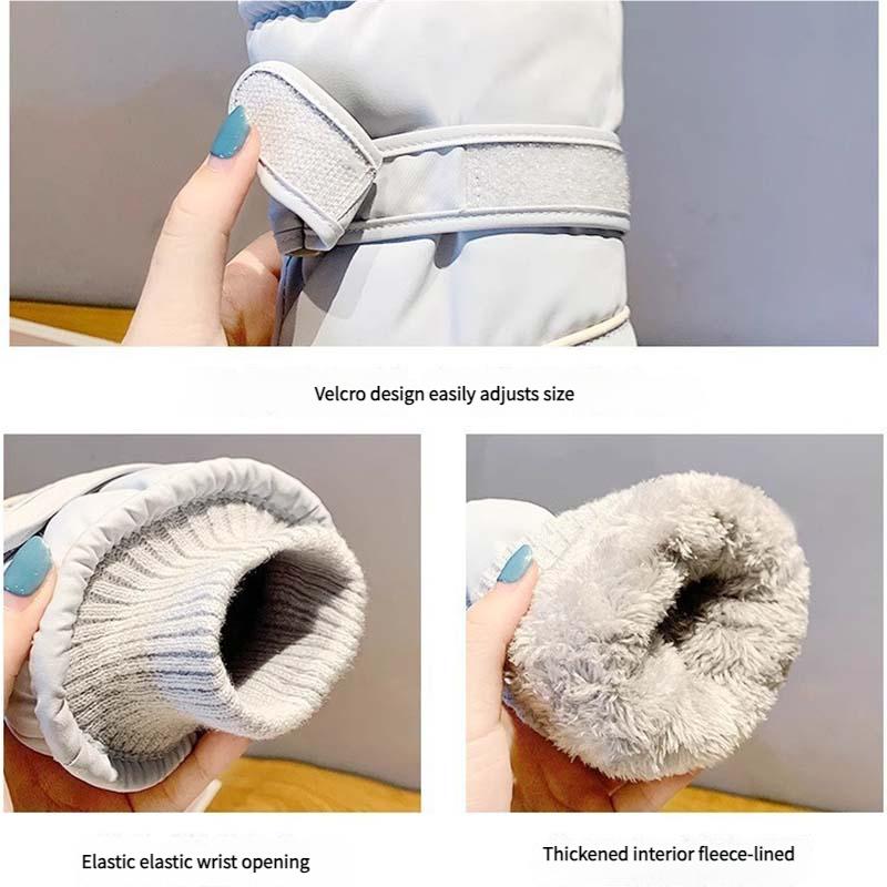 Skihandschuhe Thermisch Wasserdicht Schneehandschuhe für Jungen Mädchen -30°C Kältefest Winddicht Isoliert mit Anti-Rutsch-Griff Verstärkte Lederhandfläche